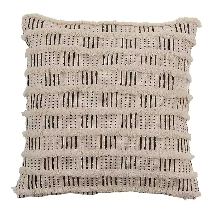 Pillows>Kirklands Home Cream Block Print Throw Pillow Ivory
