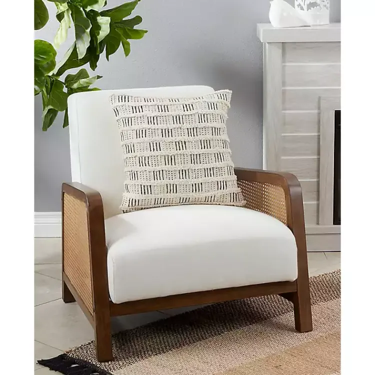 Pillows>Kirklands Home Cream Block Print Throw Pillow Ivory