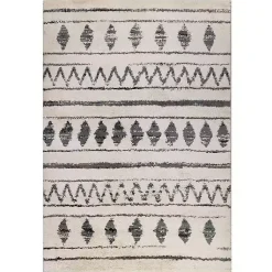 Kirklands Home Cream Boho Striped Area Rug, 5x8 Ivory New