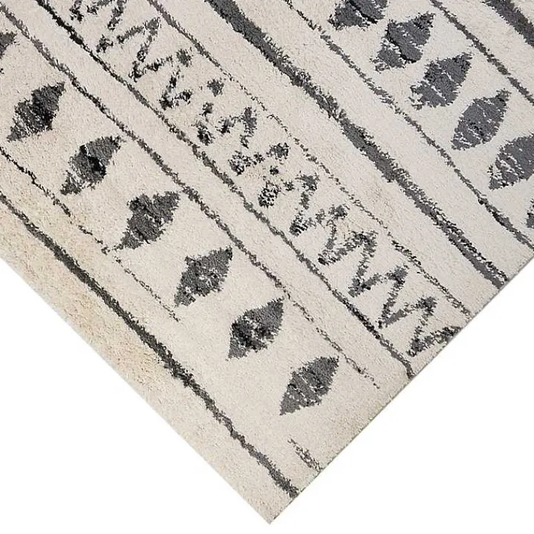 Kirklands Home Cream Boho Striped Area Rug, 5x8 Ivory New