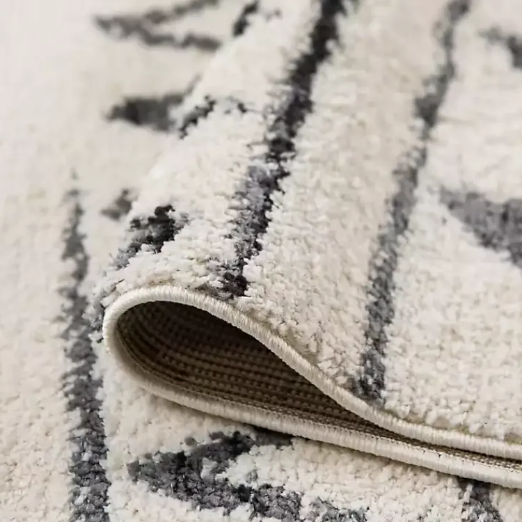 Kirklands Home Cream Boho Striped Area Rug, 5x8 Ivory New
