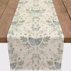 Kirklands Home Cream Botanical Butterfly Table Runner, 72 in. Ivory New