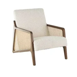 Kirklands Home Cream Boucle & Rattan Accent Chair White New