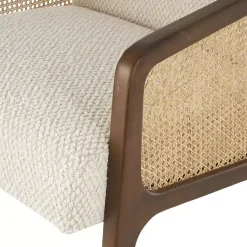 Kirklands Home Cream Boucle & Rattan Accent Chair White New