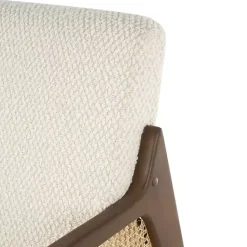 Kirklands Home Cream Boucle & Rattan Accent Chair White New
