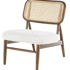Kirklands Home Cream Boucle & Rounded Rattan Back Accent Chair White Online