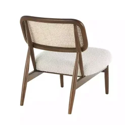 Kirklands Home Cream Boucle & Rounded Rattan Back Accent Chair White Online
