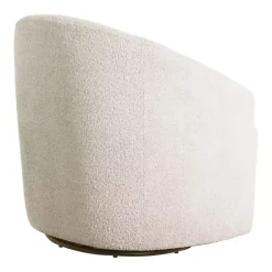 Kirklands Home Cream Boucle Barrel Swivel Accent Chair White Hot