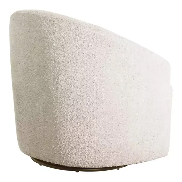 Kirklands Home Cream Boucle Barrel Swivel Accent Chair White Hot