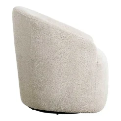 Kirklands Home Cream Boucle Barrel Swivel Accent Chair White Hot