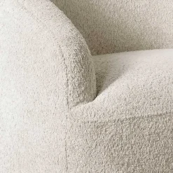 Kirklands Home Cream Boucle Barrel Swivel Accent Chair White Hot