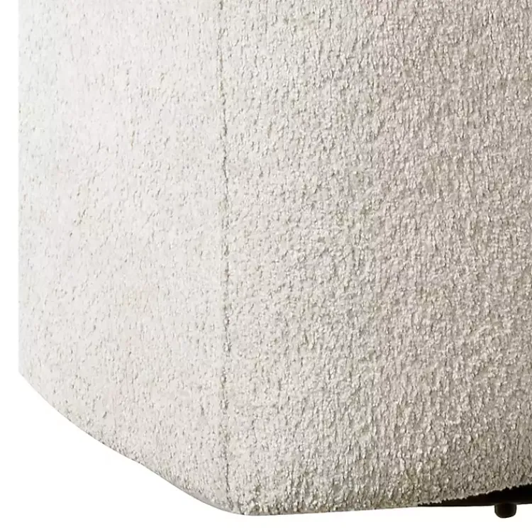 Kirklands Home Cream Boucle Barrel Swivel Accent Chair White Hot