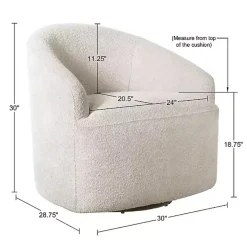 Kirklands Home Cream Boucle Barrel Swivel Accent Chair White Hot