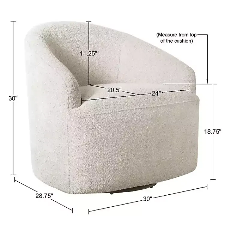 Kirklands Home Cream Boucle Barrel Swivel Accent Chair White Hot