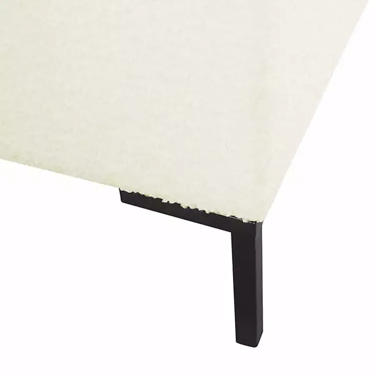 Kirklands Home Cream Boucle Black Metal Storage Bench Ivory New
