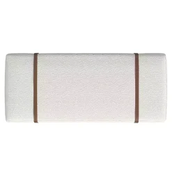 Kirklands Home Cream Boucle Brown Faux Leather Bench White Sale
