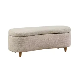 Kirklands Home Cream Boucle Flip-Top Storage Bench White Online