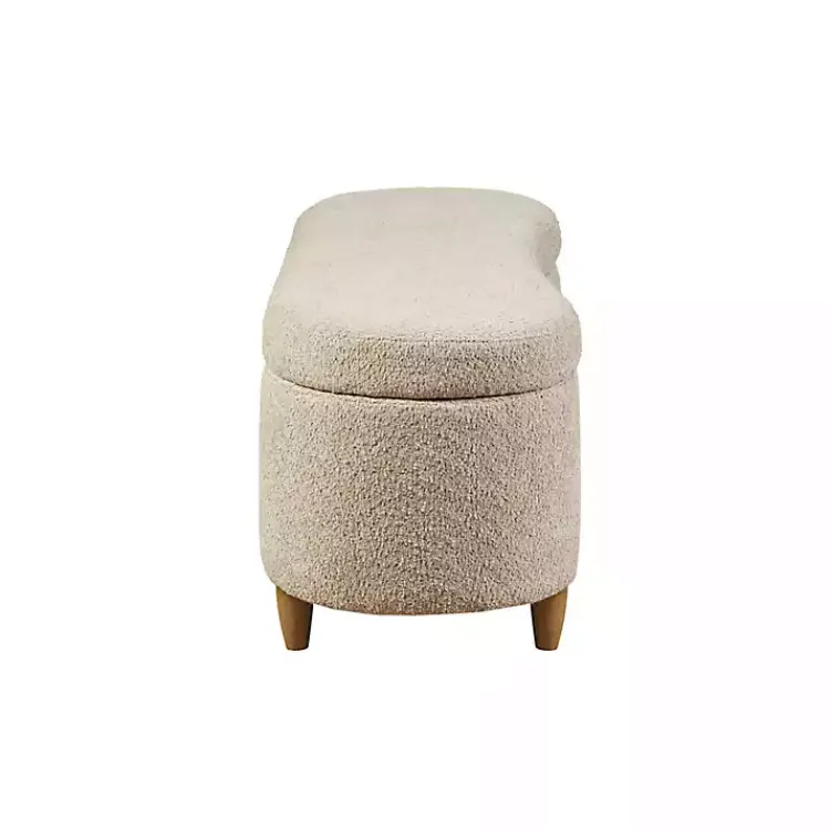 Kirklands Home Cream Boucle Flip-Top Storage Bench White Online