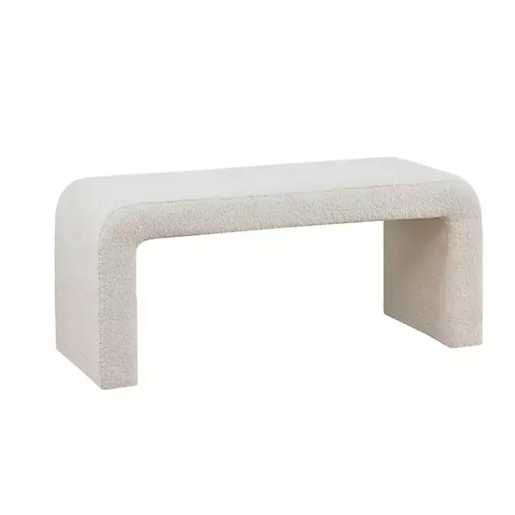 Kirklands Home Cream Boucle Waterfall Bench White Online