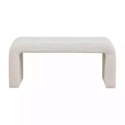 Kirklands Home Cream Boucle Waterfall Bench White Online