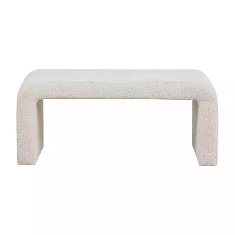 Kirklands Home Cream Boucle Waterfall Bench White Online