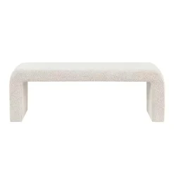Kirklands Home Cream Boucle Waterfall Bench, 52 in. White Discount