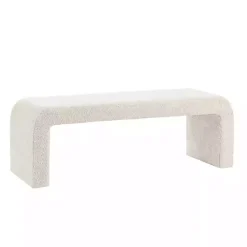 Kirklands Home Cream Boucle Waterfall Bench, 52 in. White Discount