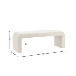 Kirklands Home Cream Boucle Waterfall Bench, 52 in. White Discount