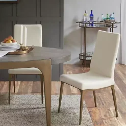 Kirklands Home Cream Bronze Metal Base Dining Chairs, Set of 2 Ivory Hot