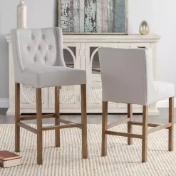 Kirklands Home Cream Button Tufted Kia Barstool Ivory New