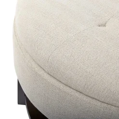 Kirklands Home Cream Button Tufted Storage Ottoman Ivory Outlet