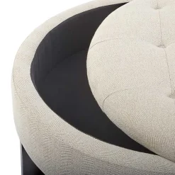 Kirklands Home Cream Button Tufted Storage Ottoman Ivory Outlet