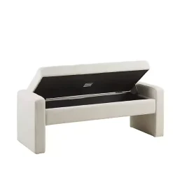 Kirklands Home Cream Button Tufted Upholstered Storage Bench Ivory Sale