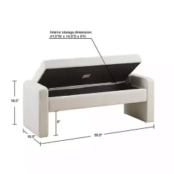 Kirklands Home Cream Button Tufted Upholstered Storage Bench Ivory Sale