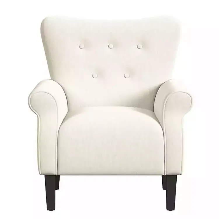 Kirklands Home Cream Button-Tufted Rolled Arm Accent Chair White Best