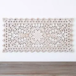 Kirklands Home Cream Carved Wooden Wall Plaque White Sale
