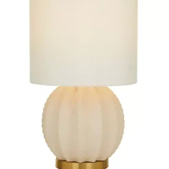 Kirklands Home Cream Ceramic Fluted Gourd Table Lamp Hot