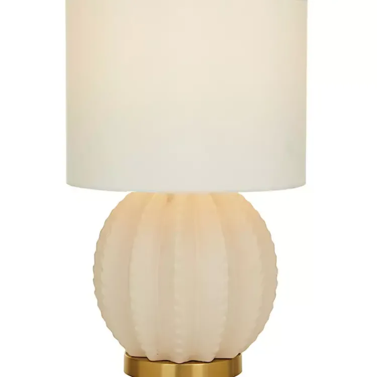 Kirklands Home Cream Ceramic Fluted Gourd Table Lamp Hot