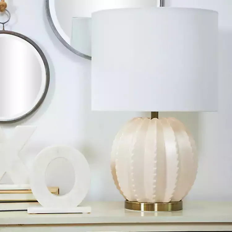Kirklands Home Cream Ceramic Fluted Gourd Table Lamp Hot