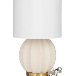 Kirklands Home Cream Ceramic Fluted Gourd Table Lamp Hot