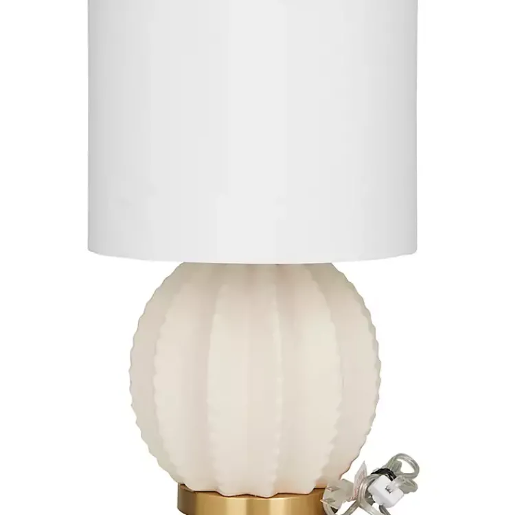 Kirklands Home Cream Ceramic Fluted Gourd Table Lamp Hot