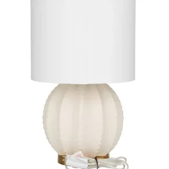 Kirklands Home Cream Ceramic Fluted Gourd Table Lamp Hot