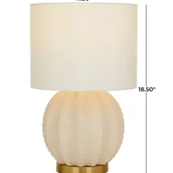 Kirklands Home Cream Ceramic Fluted Gourd Table Lamp Hot