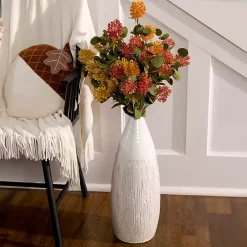 Vases>Kirklands Home Cream Ceramic Luca Vase, 16 in. White