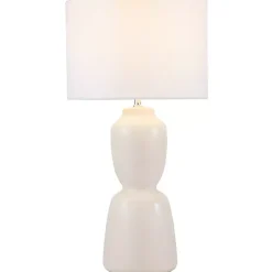 Kirklands Home Cream Ceramic Rounded Hourglass Table Lamp Discount