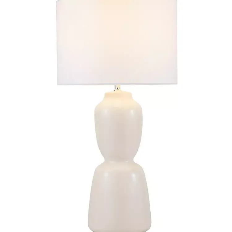Kirklands Home Cream Ceramic Rounded Hourglass Table Lamp Discount