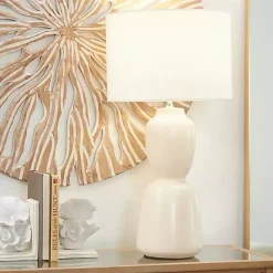 Kirklands Home Cream Ceramic Rounded Hourglass Table Lamp Discount