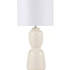 Kirklands Home Cream Ceramic Rounded Hourglass Table Lamp Discount