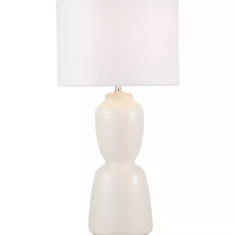 Kirklands Home Cream Ceramic Rounded Hourglass Table Lamp Discount