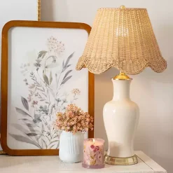 Kirklands Home Cream Ceramic Table Lamp With Woven Shade Tan Sale